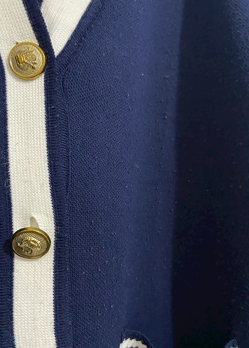 Düğmeli Lacivert Kadın Hırka - Görsel 5