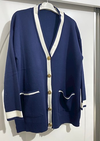 Düğmeli Lacivert Kadın Hırka - Görsel 3