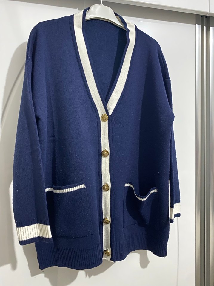 Düğmeli Lacivert Kadın Hırka - Görsel 3