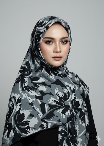 Kadın Haki Drapeli Saten Başörtüsü - Görsel 3