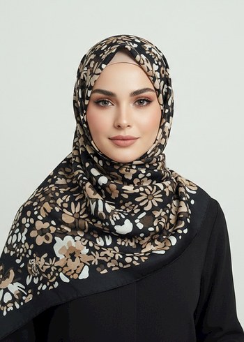 Kadın Haki Drapeli Saten Başörtüsü - Görsel 4