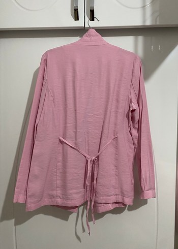 Pembe Keten Kadın Blazer Ceket - Görsel 4