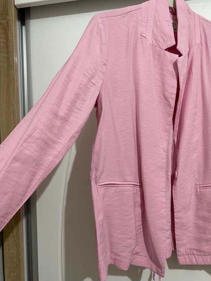 Pembe Keten Kadın Blazer Ceket - Görsel 3