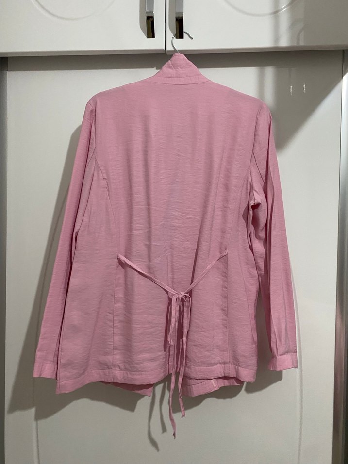 Pembe Keten Kadın Blazer Ceket - Görsel 4