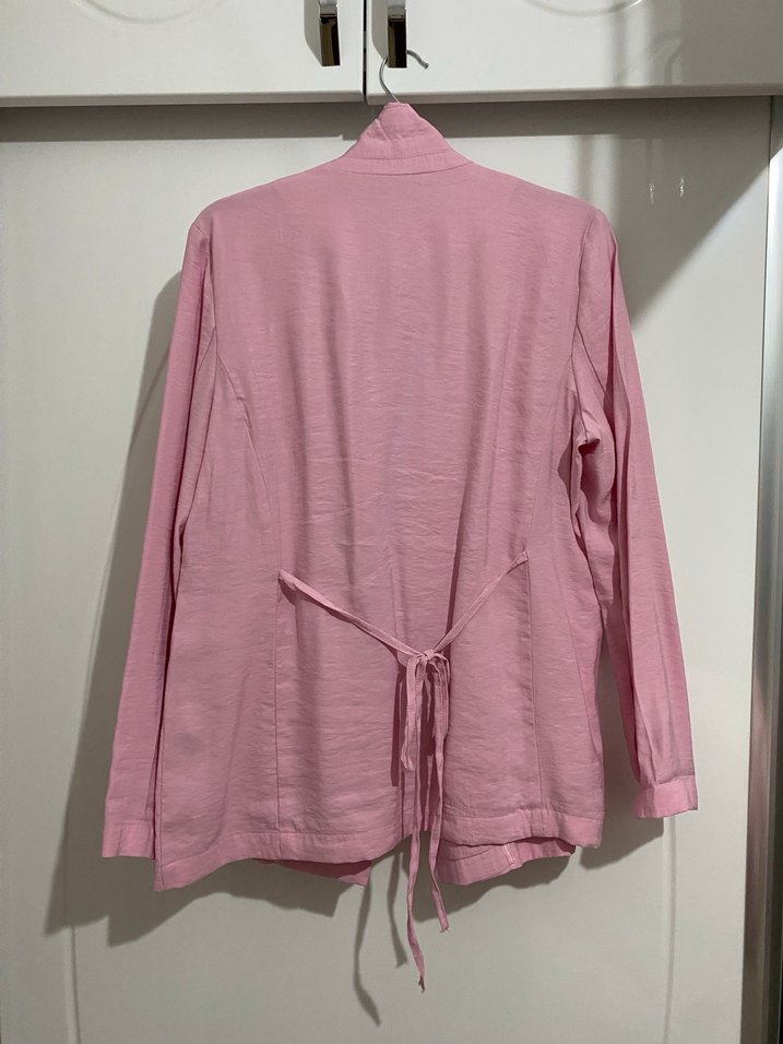 Pembe Keten Kadın Blazer Ceket - Görsel 5