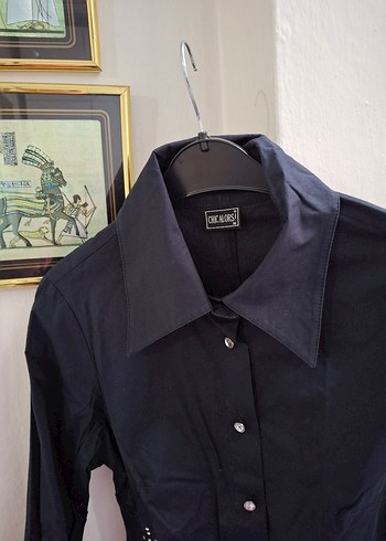 Siyah İş Ofis Kadın Gömlek - Görsel 4