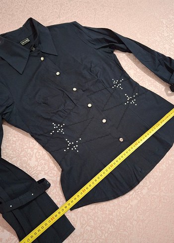 Siyah İş Ofis Kadın Gömlek - Görsel 8