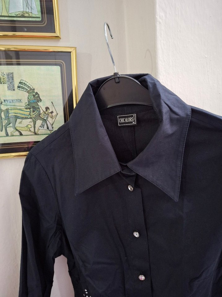 Siyah İş Ofis Kadın Gömlek - Görsel 4