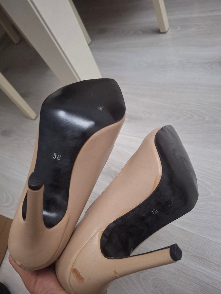 Bej Stiletto Topuklu Kadın Ayakkabı - Görsel 3