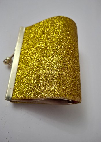 Kadın Altın Simli Deri Portföy Çanta - Görsel 3