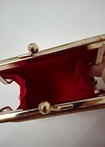 Kadın Altın Simli Deri Portföy Çanta - Görsel 2