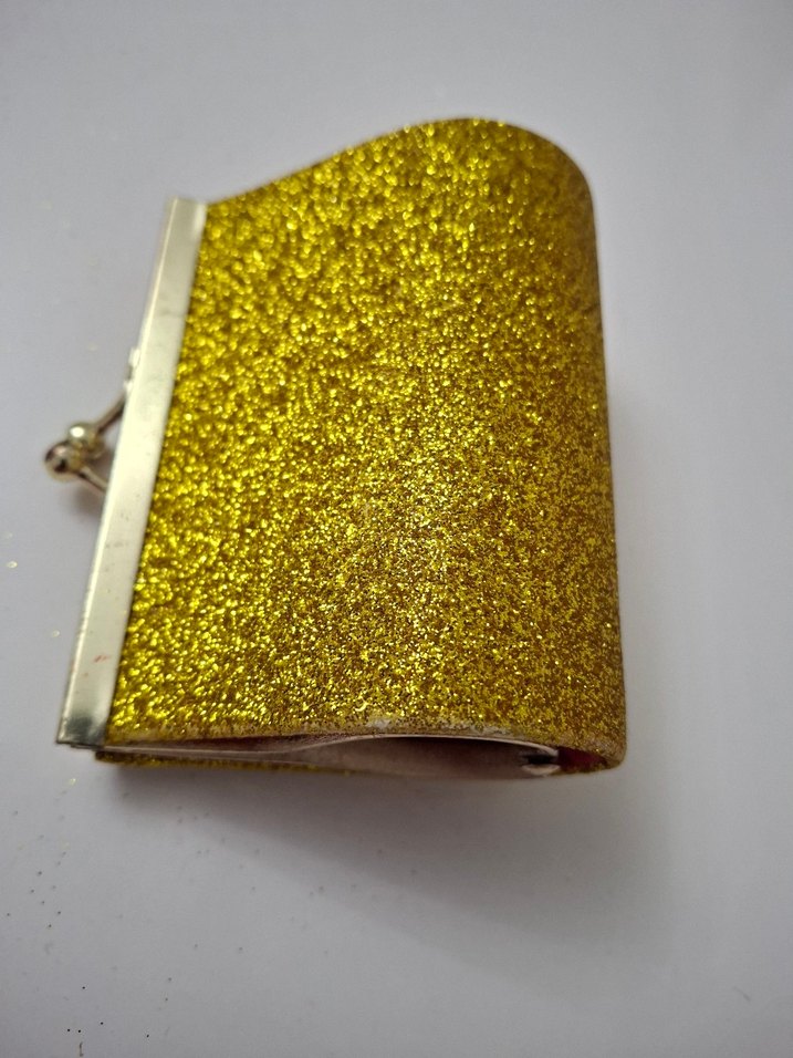 Kadın Altın Simli Deri Portföy Çanta - Görsel 3