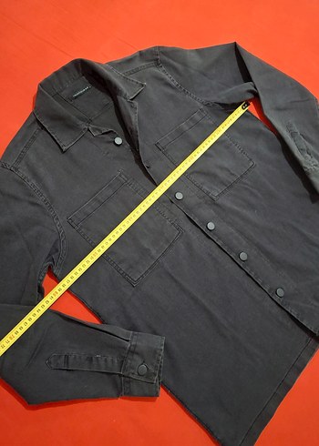 Düğmeli Siyah Denim Erkek Gömlek - Görsel 4