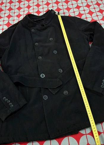 Düğmeli Siyah Erkek Midi Kaban - Görsel 3