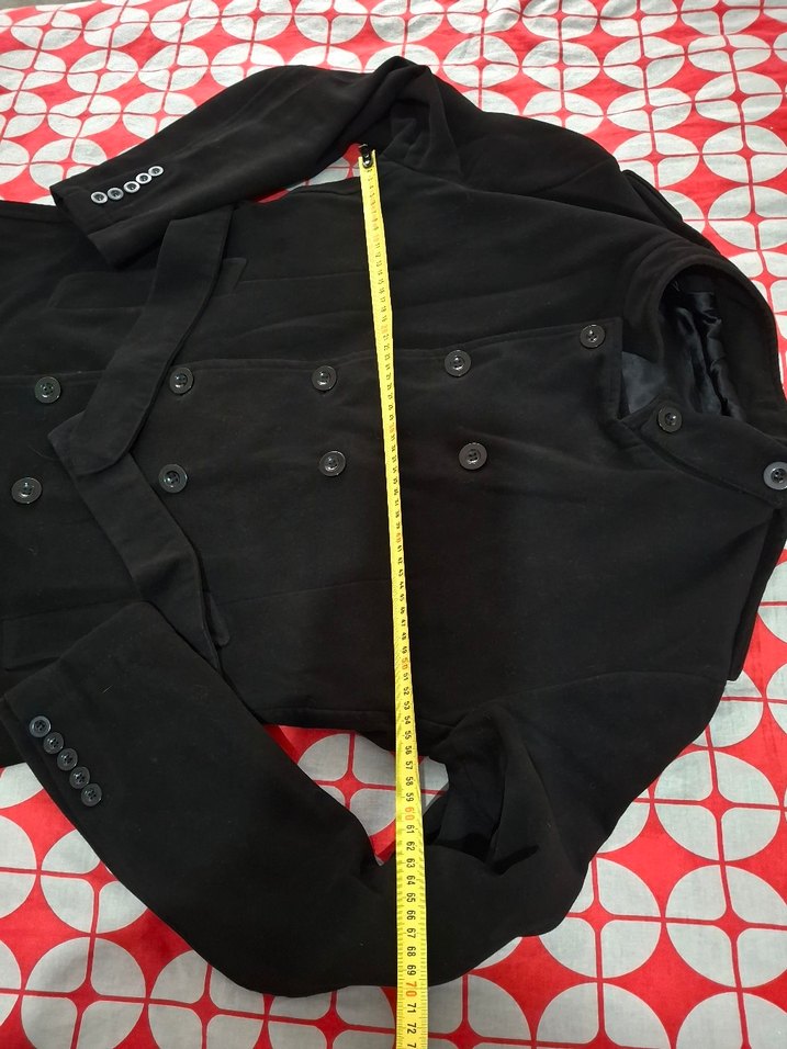 Düğmeli Siyah Erkek Midi Kaban - Görsel 4