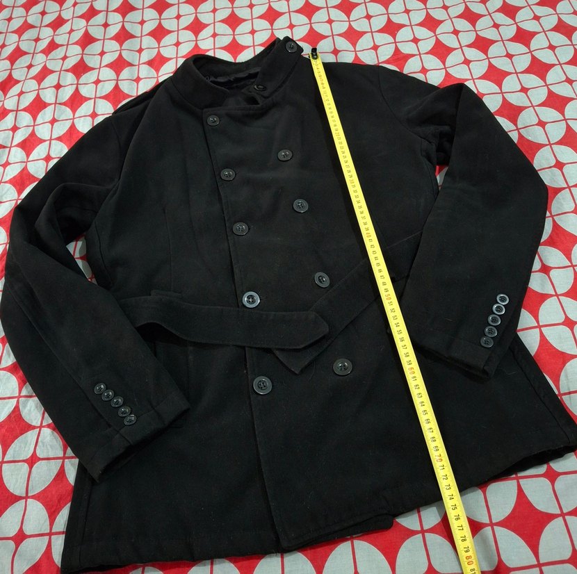 Düğmeli Siyah Erkek Midi Kaban - Görsel 3