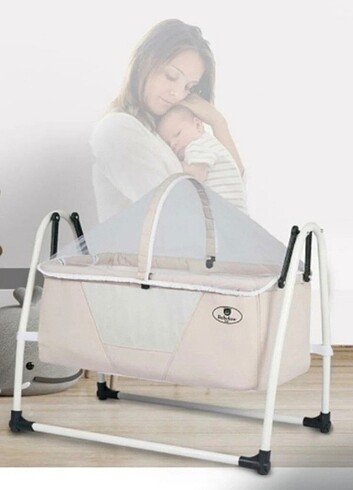 Lüks Sallanır Bebek Beşik Krem 