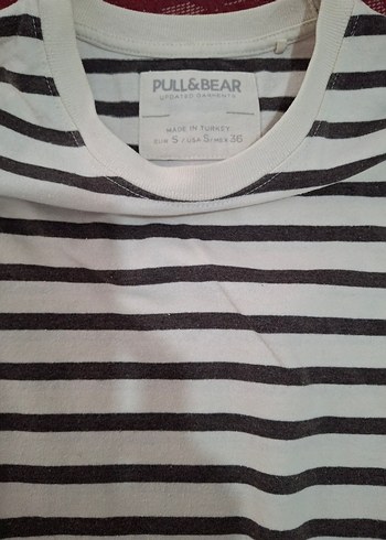 s Beden PULL & BEAR Çizgili Erkek Kısa Kollu Tişört