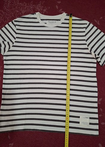 s Beden beyaz Renk PULL & BEAR Çizgili Erkek Kısa Kollu Tişört