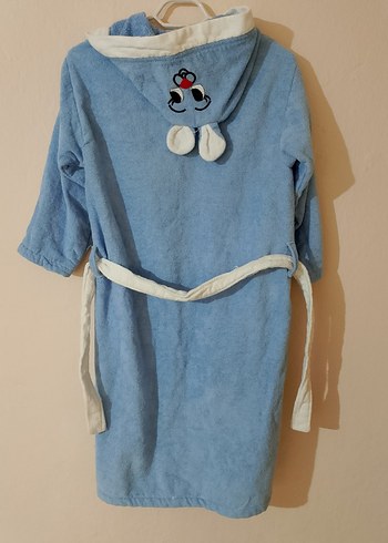 Erkek Çocuk Mavi Bağlamalı Bornoz - Görsel 3