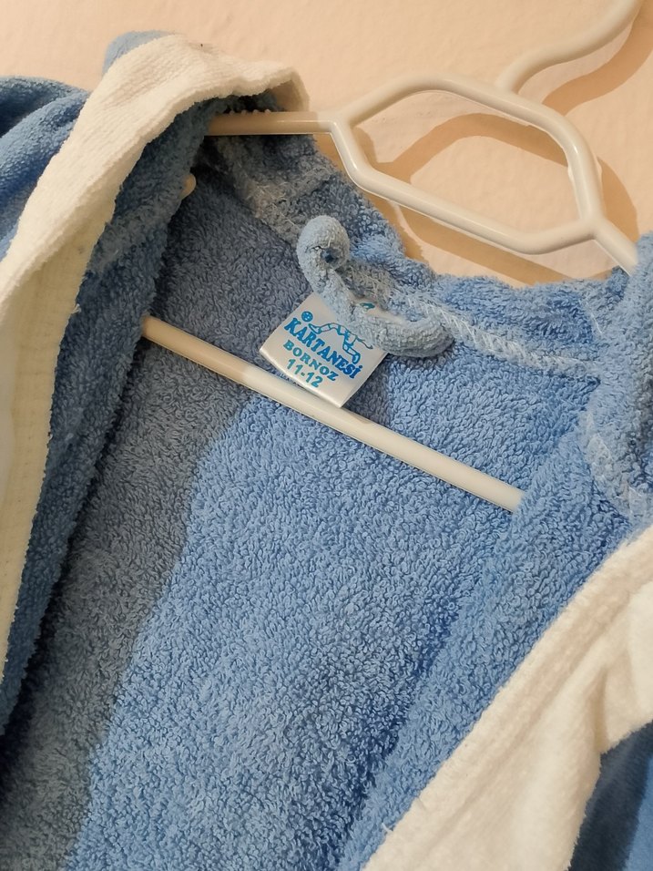 Erkek Çocuk Mavi Bağlamalı Bornoz - Görsel 2