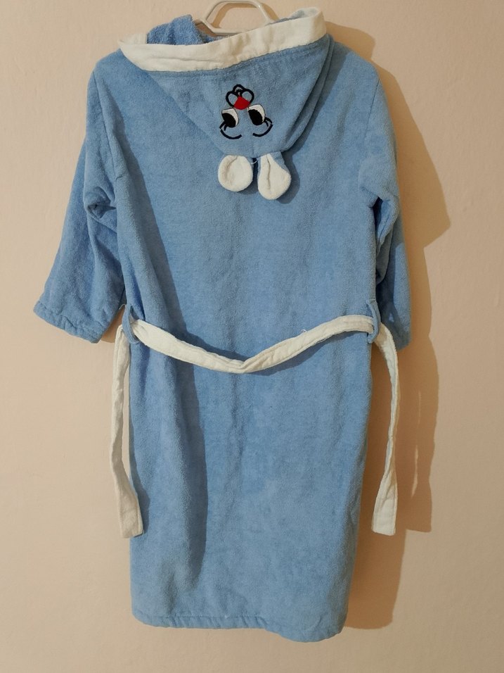 Erkek Çocuk Mavi Bağlamalı Bornoz - Görsel 3