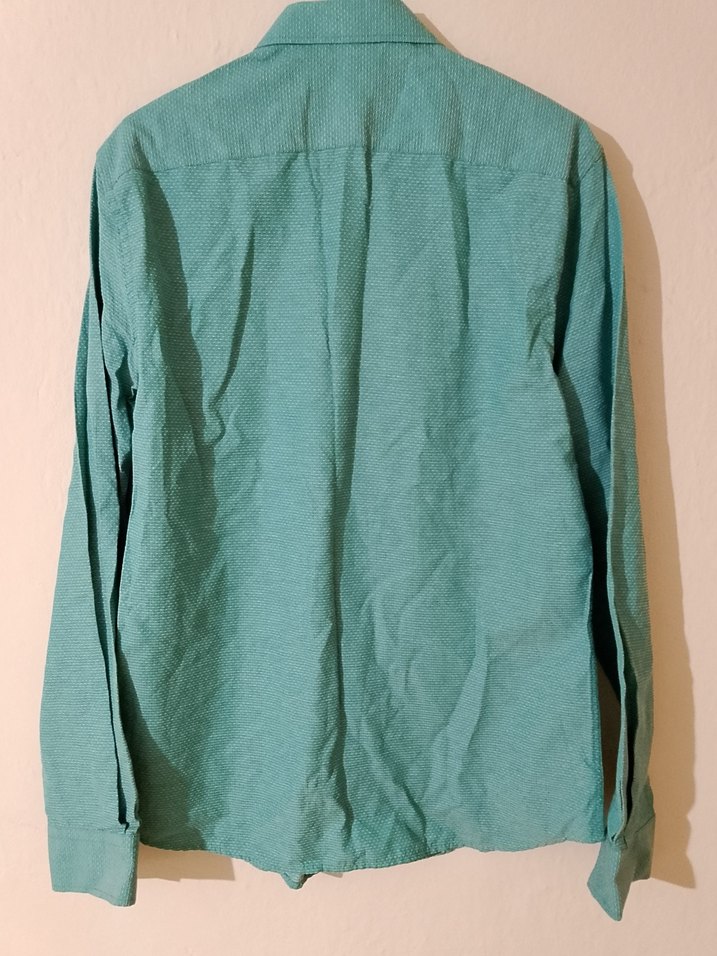 Yeşil Keten Erkek Uzun Kollu Gömlek - Görsel 3