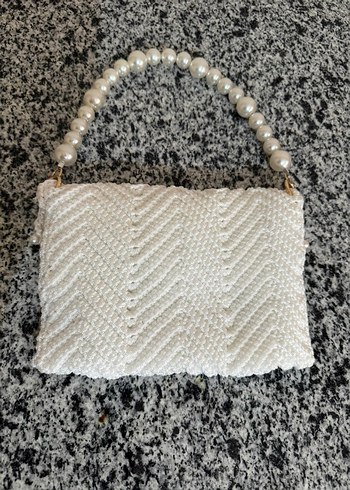 İnci İşlemeli Örgü Kadın Çanta - Görsel 4