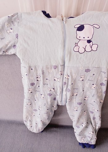 Uzun Kollu Mavi Bebek Tulumu Fermuarlı - Görsel 2