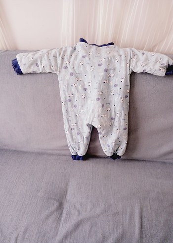 Uzun Kollu Mavi Bebek Tulumu Fermuarlı - Görsel 3