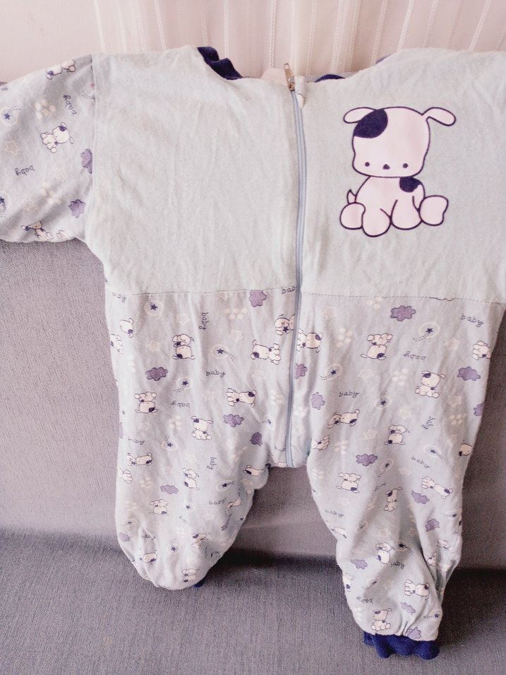 Uzun Kollu Mavi Bebek Tulumu Fermuarlı - Görsel 2