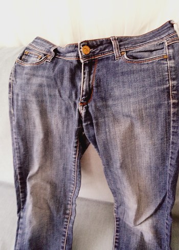 Kadın Mavi Bol Kesim Midi Kot Pantolon - Görsel 2