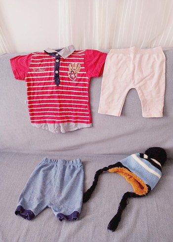 Renkli Erkek Bebek Kısa Kollu Takım - Görsel 2