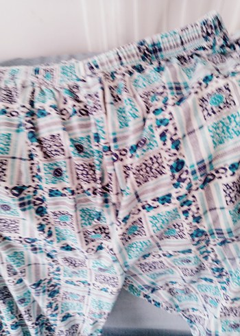 Bohem Çok Renkli Midi Pliseli Kadın Pantolon - Görsel 2