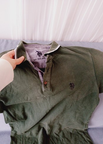 Erkek Haki Keten Kısa Kollu Polo Tişört - Görsel 2