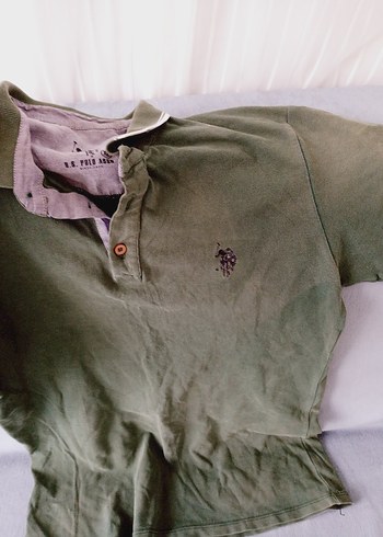 Erkek Haki Keten Kısa Kollu Polo Tişört - Görsel 3