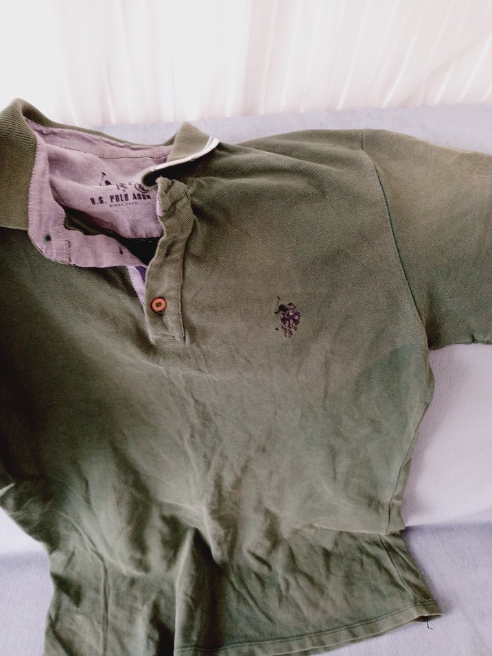 Erkek Haki Keten Kısa Kollu Polo Tişört - Görsel 3