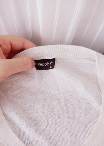 Beyaz Pamuklu Uzun Kollu kazak - Görsel 2