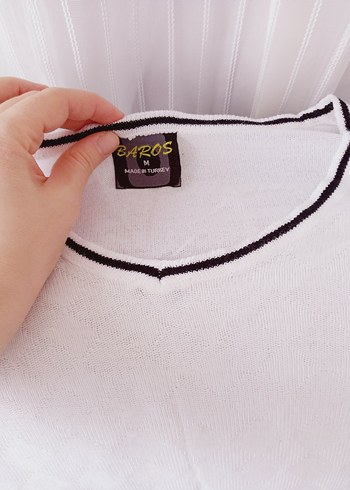 Beyaz Pamuklu Uzun Kollu Kazak - Görsel 3