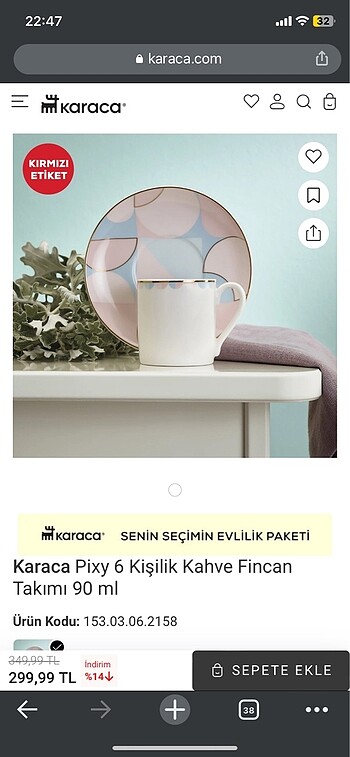 Karaca pixy kahve bardağı