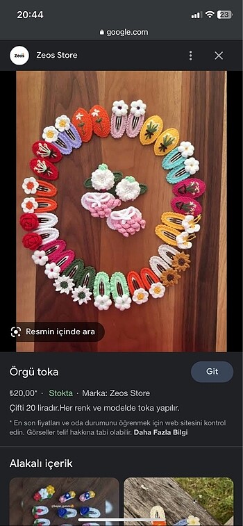  Beden Örgü toka