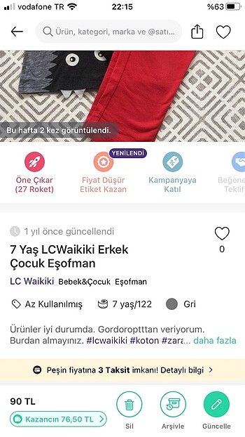 LC Waikiki LCWaikiki 7-8 Yaş Erkek Çocuk 2li Takım