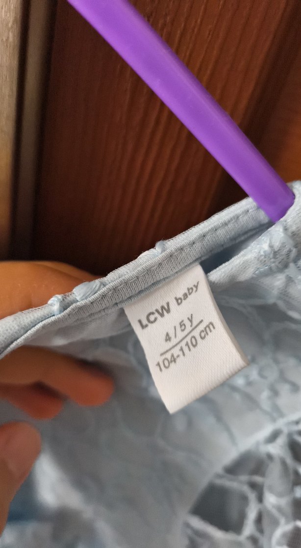 Kız Çocuk Mavi Dantel Nakışlı Elbise - Görsel 2