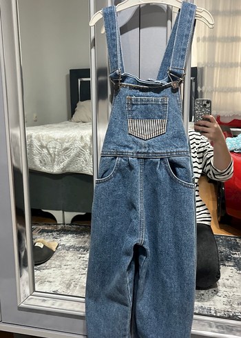 Çoçuk Mavi Denim Askılı Tulum