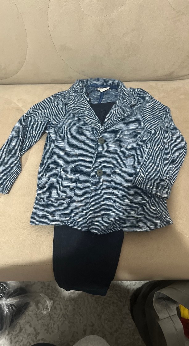 Erkek Bebek Mavi Denim Ceketli Takım - Görsel 4