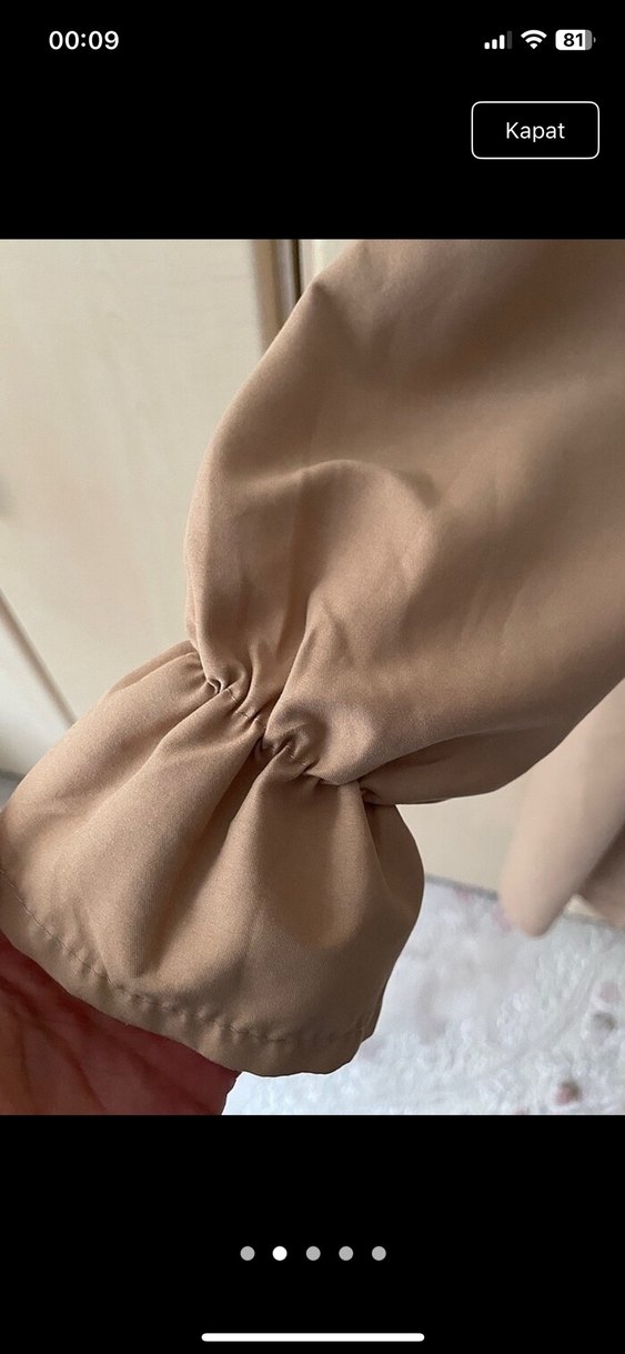 Bej Uzun Keten Kadın Trençkot - Görsel 3