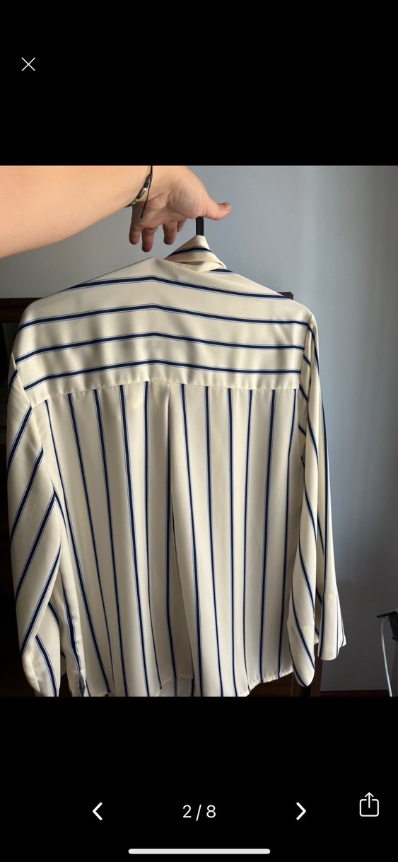 Düğmeli Çizgili Kadın Gömlek - Görsel 2