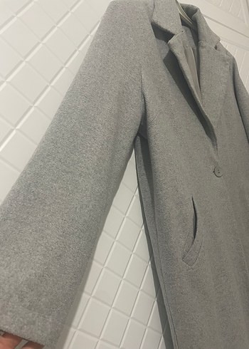 Gri Yün Kaban Tek Düğmeli - Görsel 2