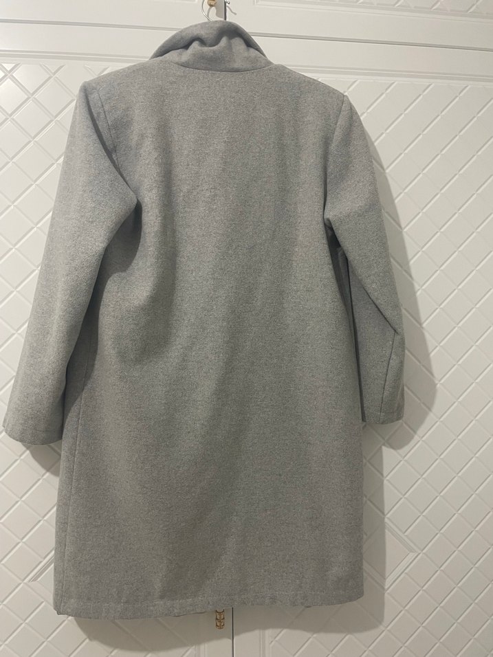Gri Yün Kaban Tek Düğmeli - Görsel 3