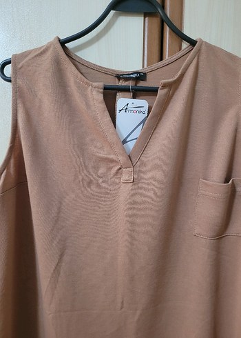 xl Beden Bej penye Midi V Yaka Kolsuz Elbise